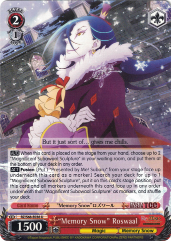 RZ/S68-E036 "Memory Snow" Roswaal - Re:ZERO -Starting Life in Another World- Memory Snow English Weiss Schwarz Trading Card Game