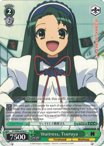 SY/W08-E036 Waitress, Tsuruya - The Melancholy of Haruhi Suzumiya English Weiss Schwarz Trading Card Game