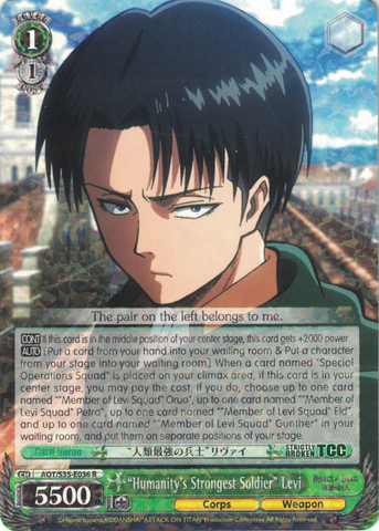 AOT/S35-E036 "Humanity's Strongest Soldier" Levi - Attack On Titan Vol.1 English Weiss Schwarz Trading Card Game