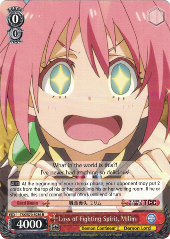 TSK/S70-E036 Loss of Fighting Spirit, Milim - That Time I Got Reincarnated as a Slime Vol. 1 English Weiss Schwarz Trading Card Game