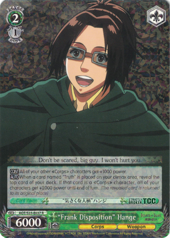 AOT/S35-E037 "Frank Disposition" Hange - Attack On Titan Vol.1 English Weiss Schwarz Trading Card Game