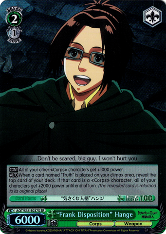 AOT/S35-E037S "Frank Disposition" Hange (Foil) - Attack On Titan Vol.1 English Weiss Schwarz Trading Card Game