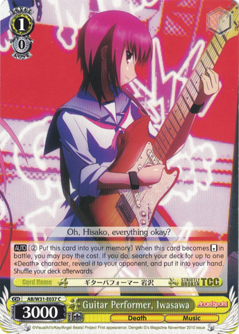 AB/W31-E037 Guitar Performer, Iwasawa - Angel Beats! Re:Edit English Weiss Schwarz Trading Card Game