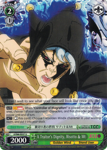 JJ/S66-E037 A Traitor's Dignity, Risotto & Mt - JoJo's Bizarre Adventure: Golden Wind English Weiss Schwarz Trading Card Game