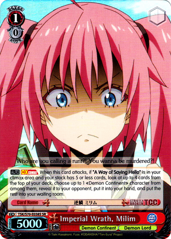 TSK/S70-E038S Imperial Wrath, Milim (Foil) - That Time I Got Reincarnated as a Slime Vol. 1 English Weiss Schwarz Trading Card Game