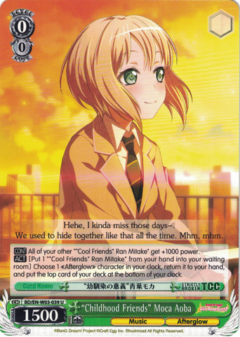 BD/EN-W03-039 "Childhood Friends" Moca Aoba - Bang Dream Girls Band Party! MULTI LIVE English Weiss Schwarz Trading Card Game