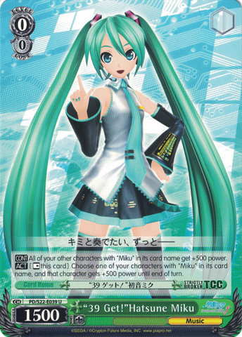 PD/S22-E039 "39 Get!"Hatsune Miku - Hatsune Miku -Project DIVA- ƒ English Weiss Schwarz Trading Card Game