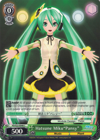 PD/S22-E040 Hatsune Miku"Pansy" - Hatsune Miku -Project DIVA- ƒ English Weiss Schwarz Trading Card Game