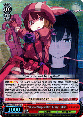GGO/S59-E040S "Beloved Weapons Don't Betray" LLENN (Foil) - SAO Alternative – Gun Gale Online – English Weiss Schwarz Trading Card Game