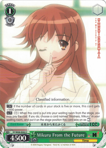 SY/W08-E042 Mikuru From the Future - The Melancholy of Haruhi Suzumiya English Weiss Schwarz Trading Card Game