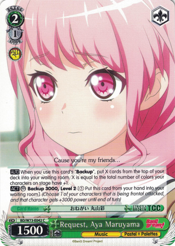 BD/W73-E042 Request, Aya Maruyama - Bang Dream Vol.2 English Weiss Schwarz Trading Card Game