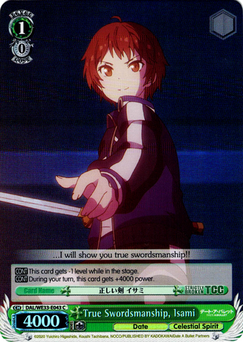 DAL/WE33-E043 True Swordsmanship, Isami (Foil) - Date A Bullet Extra Booster English Weiss Schwarz Trading Card Game