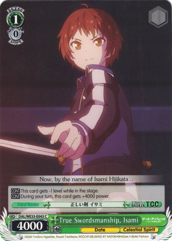 DAL/WE33-E043 True Swordsmanship, Isami - Date A Bullet Extra Booster English Weiss Schwarz Trading Card Game