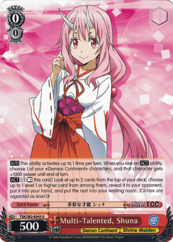 TSK/S82-E043 Multi-Talented, Shuna - That Time I Got Reincarnated as a Slime Vol. 2 English Weiss Schwarz Trading Card Game