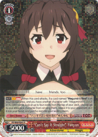 KS/W49-E043 “Can't Say It Straight” Yunyun - KONOSUBA -God’s blessing on this wonderful world! Vol. 1 English Weiss Schwarz Trading Card Game