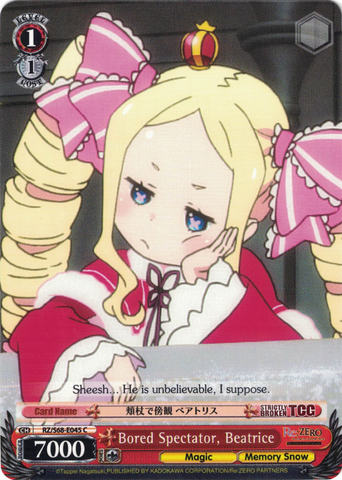 RZ/S68-E045 Bored Spectator, Beatrice - Re:ZERO -Starting Life in Another World- Memory Snow English Weiss Schwarz Trading Card Game