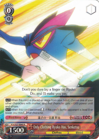 KLK/S27-E045 Only Clothing Ryuko Has, Senketsu -Kill la Kill English Weiss Schwarz Trading Card Game