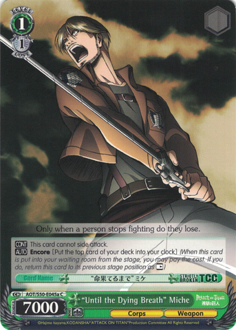 AOT/S50-E045a "Until the Dying Breath" Miche - Attack On Titan Vol.2 English Weiss Schwarz Trading Card Game