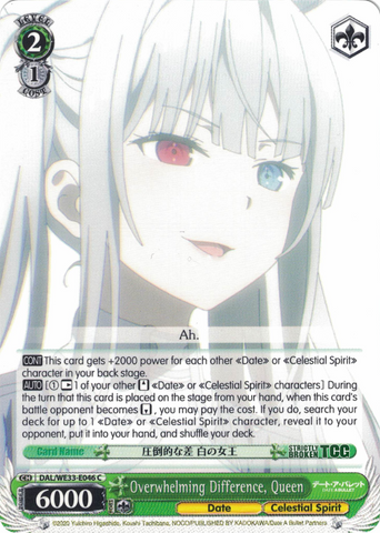 DAL/WE33-E046 Overwhelming Difference, Queen - Date A Bullet Extra Booster English Weiss Schwarz Trading Card Game