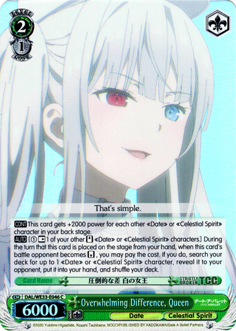 DAL/WE33-E046 Overwhelming Difference, Queen (Foil) - Date A Bullet Extra Booster English Weiss Schwarz Trading Card Game
