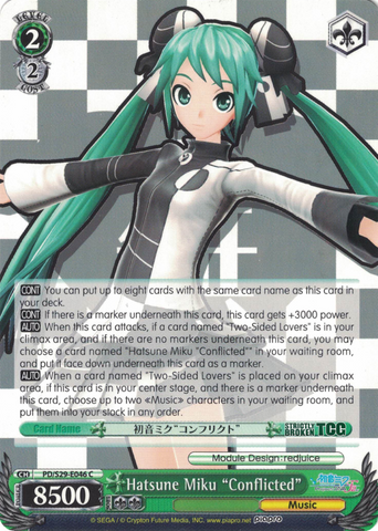 PD/S29-E046 Hatsune Miku "Conflicted" - Hatsune Miku: Project DIVA F 2nd English Weiss Schwarz Trading Card Game