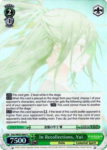 DAL/WE33-E047 In Recollections, Yui (Foil) - Date A Bullet Extra Booster English Weiss Schwarz Trading Card Game