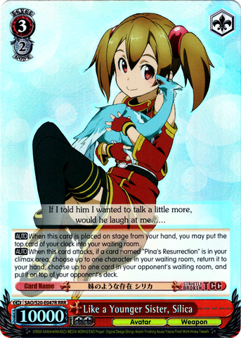 SAO/S20-E047R Like a Younger Sister, Silica (Foil) - Sword Art Online English Weiss Schwarz Trading Card Game