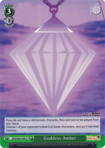 SDS/SX03-049 Goddess Amber - The Seven Deadly Sins English Weiss Schwarz Trading Card Game