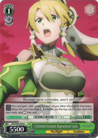 SAO/S80-E050 《Unlimited Automatic Regeneration》 Leafa - Sword Art Online -Alicization- Vol. 2 English Weiss Schwarz Trading Card Game