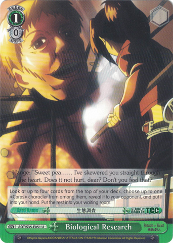 AOT/S35-E051 Biological Research - Attack On Titan Vol.1 English Weiss Schwarz Trading Card Game