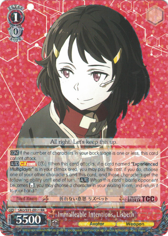 SAO/S51-E051 Immalleable Intentions, Lisbeth - Sword Art Online The Movie – Ordinal Scale – English Weiss Schwarz Trading Card Game