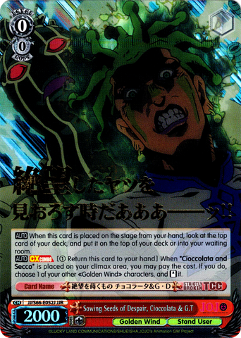 JJ/S66-E052J Sowing Seeds of Despair, Cioccolata & G.T (Foil) - JoJo's Bizarre Adventure: Golden Wind English Weiss Schwarz Trading Card Game