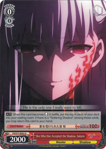 FS/S77-E052 She Who Has Accepted the Shadow, Sakura - Fate/Stay Night Heaven's Feel Vol. 2 English Weiss Schwarz Trading Card Game