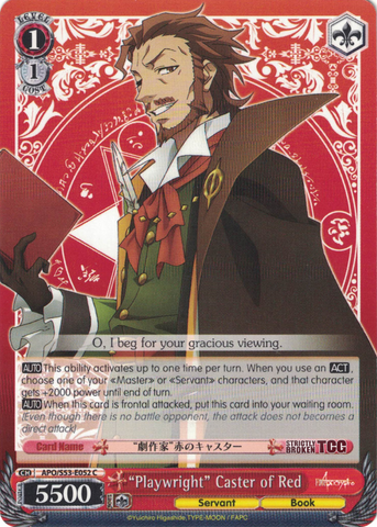 APO/S53-E052 "Playwright" Caster of Red - Fate/Apocrypha English Weiss Schwarz Trading Card Game