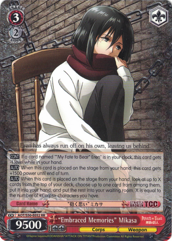 AOT/S50-E052 "Embraced Memories" Mikasa - Attack On Titan Vol.2 English Weiss Schwarz Trading Card Game