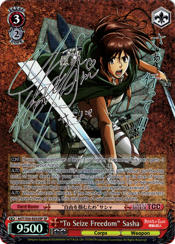 AOT/S50-E053SP "To Seize Freedom" Sasha (Foil) - Attack On Titan Vol.2 English Weiss Schwarz Trading Card Game