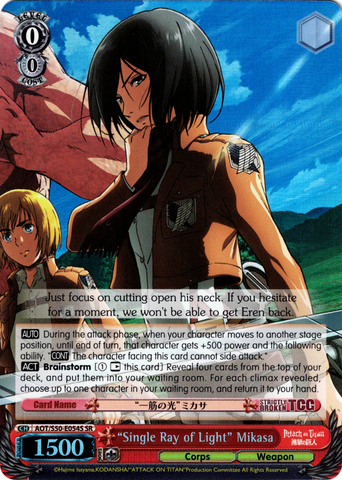 AOT/S50-E054S "Single Ray of Light" Mikasa (Foil) - Attack On Titan Vol.2 English Weiss Schwarz Trading Card Game