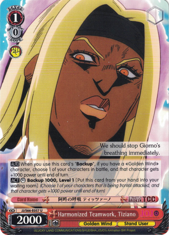 JJ/S66-E057 Harmonized Teamwork, Tiziano - JoJo's Bizarre Adventure: Golden Wind English Weiss Schwarz Trading Card Game