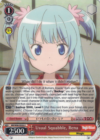 MR/W80-E058 Usual Squabble, Rena - TV Anime "Magia Record: Puella Magi Madoka Magica Side Story" English Weiss Schwarz Trading Card Game