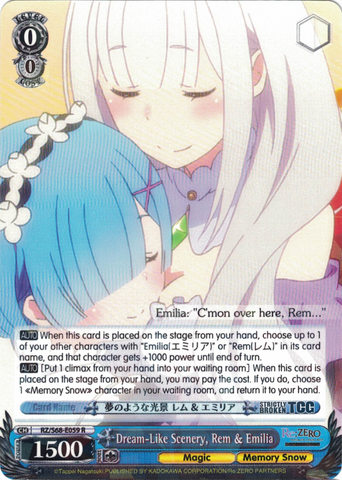 RZ/S68-E059 Dream-Like Scenery, Rem & Emilia - Re:ZERO -Starting Life in Another World- Memory Snow English Weiss Schwarz Trading Card Game