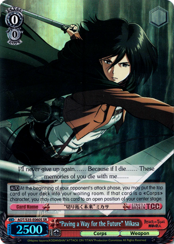 AOT/S35-E060S "Paving a Way for the Future" Mikasa (Foil) - Attack On Titan Vol.1 English Weiss Schwarz Trading Card Game