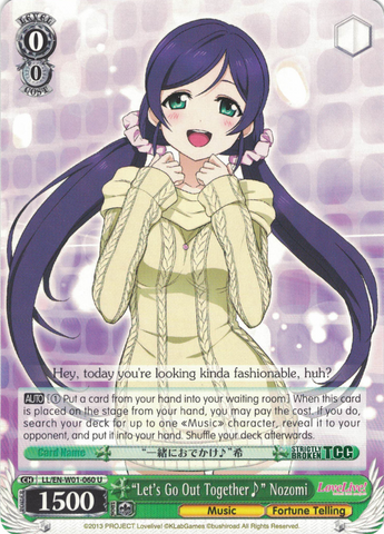 LL/EN-W01-060 "Let's Go Out Together♪" Nozomi - Love Live! DX English Weiss Schwarz Trading Card Game