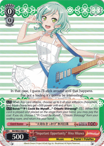 BD/W63-E061 "Important Opportunity" Hina Hikawa - Bang Dream Girls Band Party! Vol.2 English Weiss Schwarz Trading Card Game