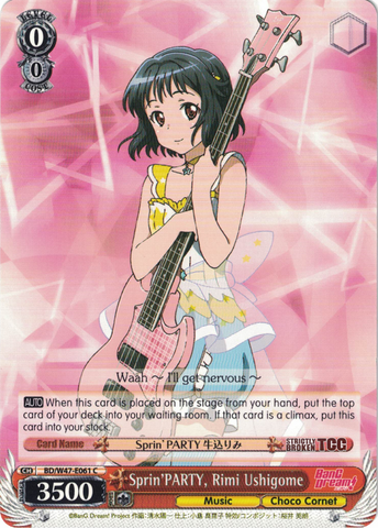 BD/W47-E061	Sprin'PARTY, Rimi Ushigome - Bang Dream Vol.1 English Weiss Schwarz Trading Card Game