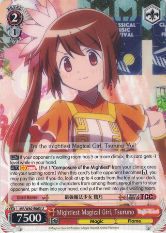 MR/W80-E063 Mightiest Magical Girl, Tsuruno - TV Anime "Magia Record: Puella Magi Madoka Magica Side Story" English Weiss Schwarz Trading Card Game