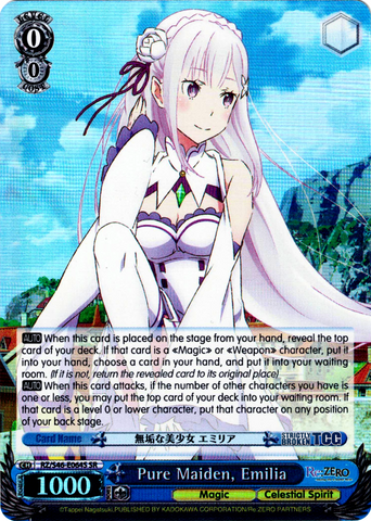 RZ/S46-E064S Pure Maiden, Emilia (Foil) - Re:ZERO -Starting Life in Another World- Vol. 1 English Weiss Schwarz Trading Card Game