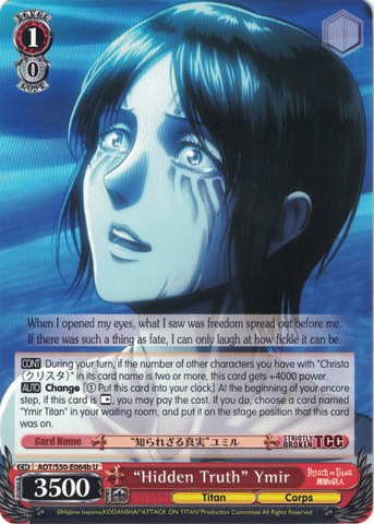 AOT/S50-E064b "Hidden Truth" Ymir - Attack On Titan Vol.2 English Weiss Schwarz Trading Card Game
