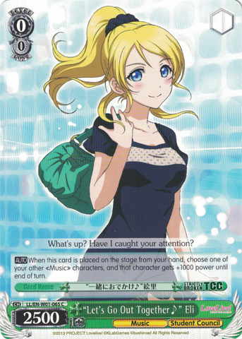 LL/EN-W01-065 "Let's Go Out Together♪" Eli - Love Live! DX English Weiss Schwarz Trading Card Game