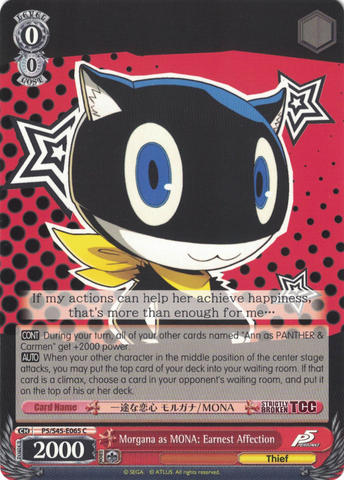 P5/S45-E065 Morgana as MONA: Earnest Affection - Persona 5 English Weiss Schwarz Trading Card Game