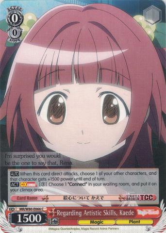 MR/W80-E066 Regarding Artistic Skills, Kaede - TV Anime "Magia Record: Puella Magi Madoka Magica Side Story" English Weiss Schwarz Trading Card Game